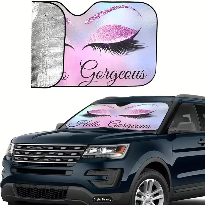 Eyelash Printing Windshield Sun Shade, Heat Blocking Car Sun Shade, Front Window Sunshade for Cars, Trucks, Suvs(140x75cm)