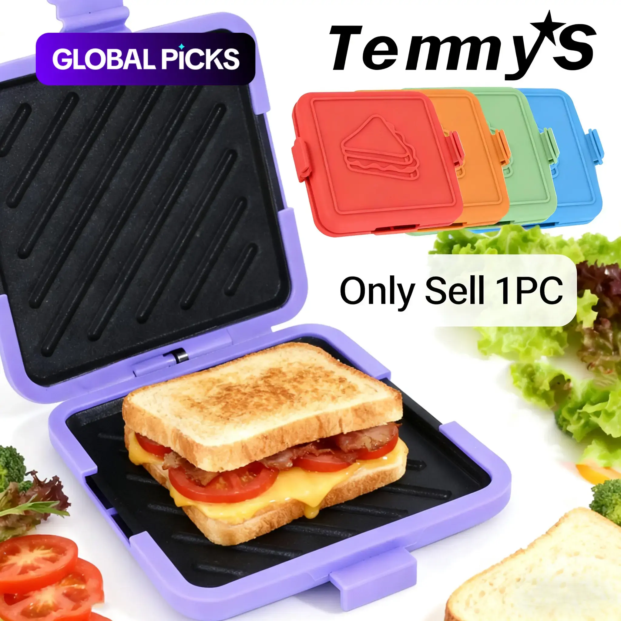 Toasite Microwave Nonstick Sandwich Maker Sandwich Toaster Non-Stick Grill Plate & Griddle, Gourmet Sandwich Press, No Power Needed, Time-Saving & Dishwasher Safe #GLOBAL PICKS