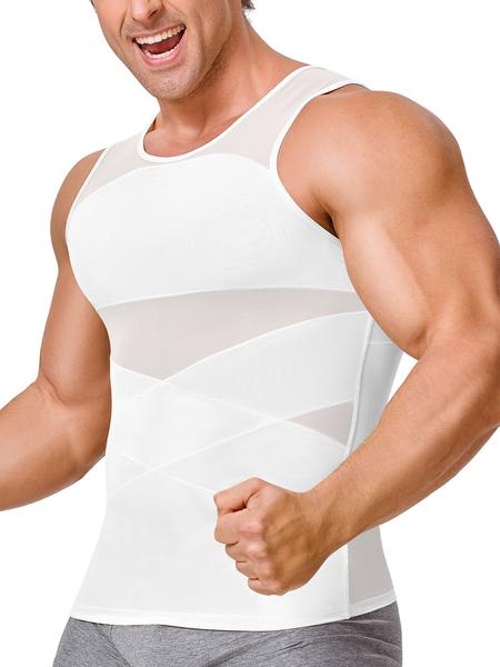 Men's Slimming Shirts, High Elastic Mesh Fabric, Strengthened Waist & Chest, Skin-Friendly Breathable Seamless Outerwear Stretch Tank Tops dailydrip comfyessentials menfashion tiktokshopbacktoschool tiktokshopblackfriday mensunderwearreview halloween