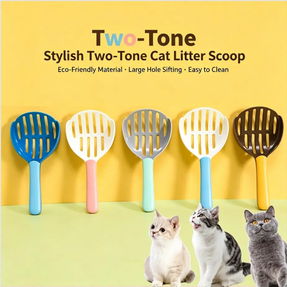 High quality instant filter tofu cat litter shovel plastic color matching design high value lightweight cat shit shovel pet cleaning supplies toilet