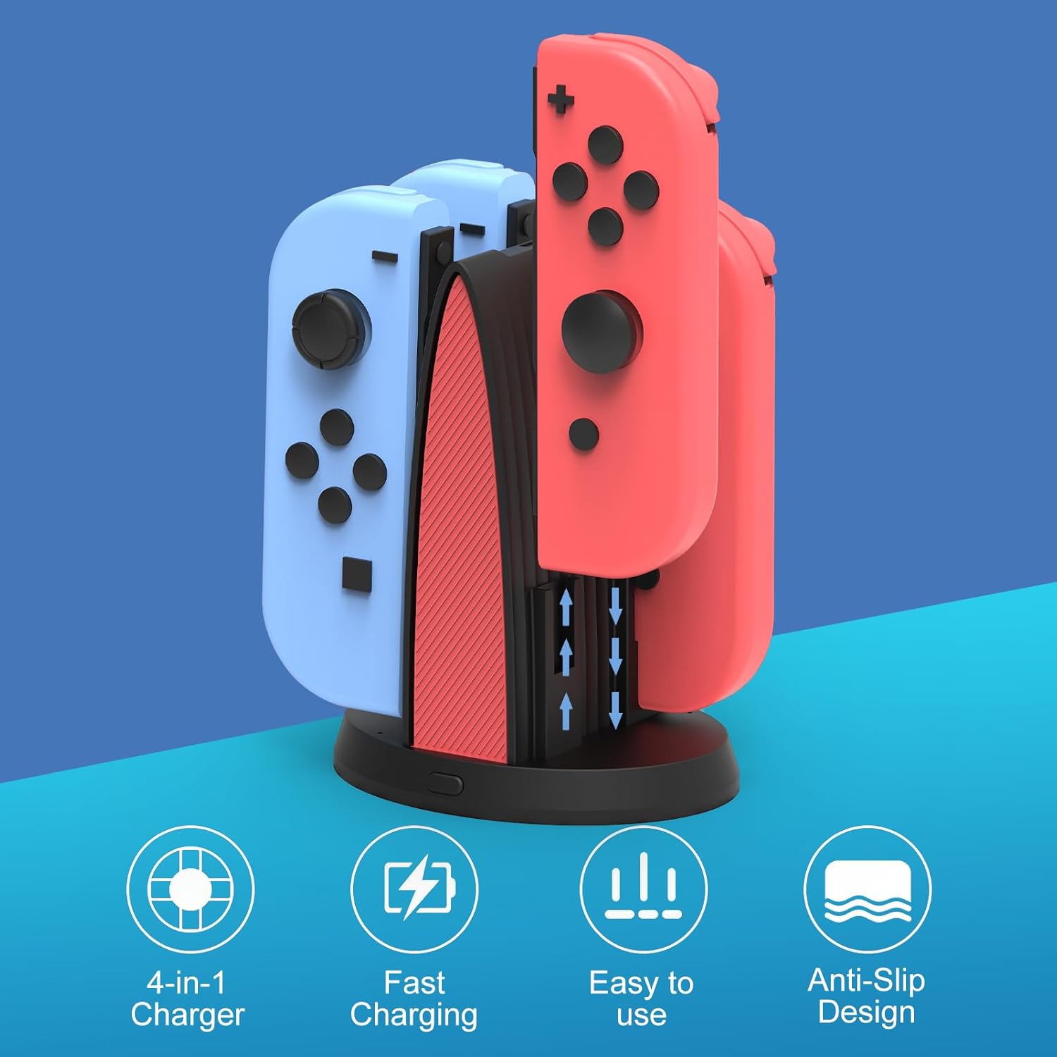 Controller  Dock for   JoyCon, Joy Con Charger Station Compatible with OLED, 4 in 1 JoyCons   Accessories with LED Indication and USB Type-C Cord