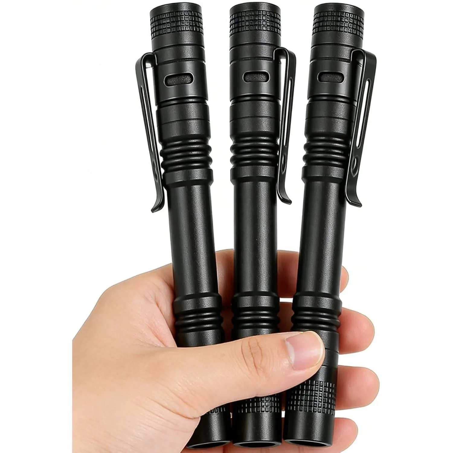 Super Bright LED Pen Flashlight 3 Pack with Clip, Pocket Flashlights