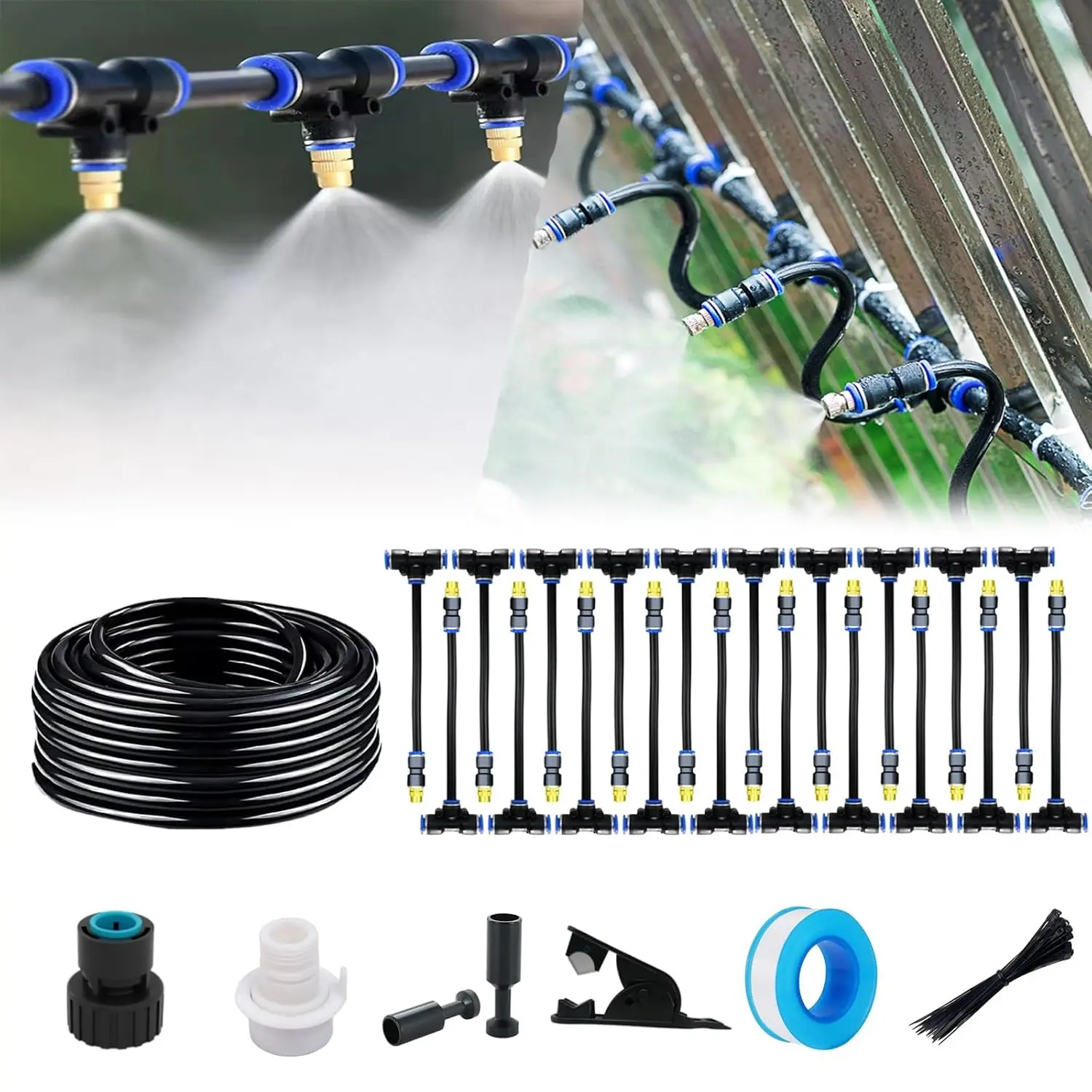 Update Drip Irrigation Kit, 82FT Automatic Watering System with 20 Replaceable 360° Bendable Sprayers, Atomizing Copper Nozzles for Garden, , Lawn, Patio and Yard.(20)