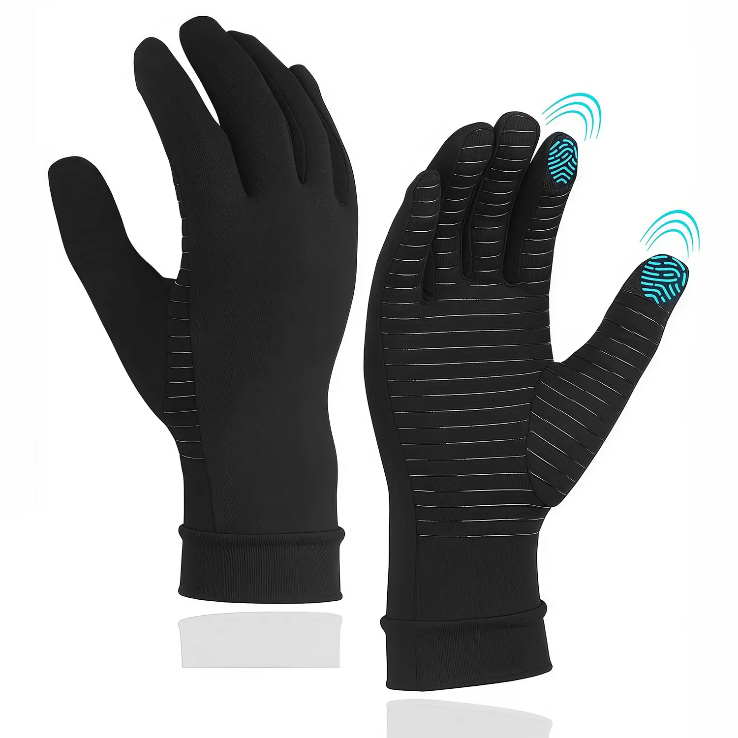 1 Pair Copper Infused Touch Screen Arthritis Compression Gloves, Non-slip Full-finger Textured Palm Sports Gloves, Breathable Flexible Gloves for Typing, Daily Tasks, Outdoor Sports for Men & Women, Workout Gloves
