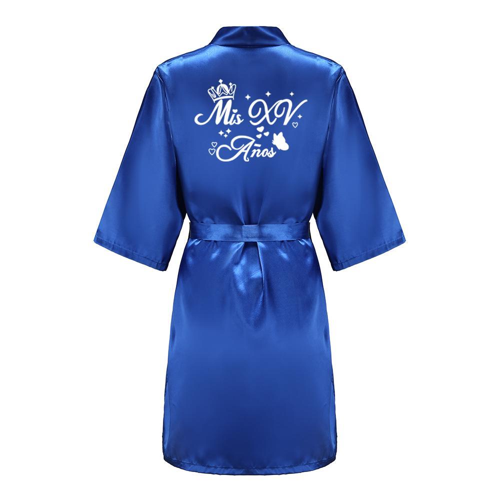 Princess Sweet 15 Years Girl Birthday Party Robes Quinceanera Robe Mis XV Bathrobe Silkly Nightgown