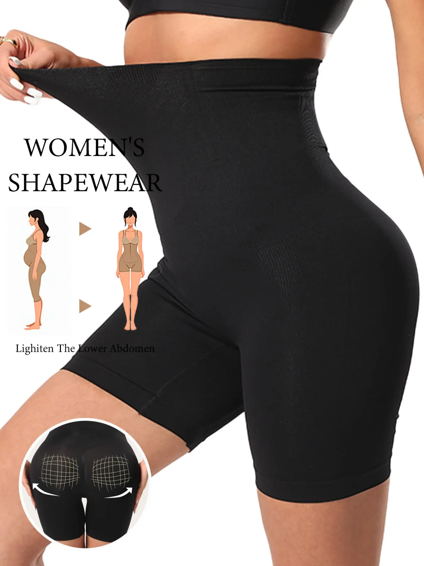 1Pcs High Waist Seamless Basic Women's Shapewear Compression Lift Buttocks Tighten Abdomen Control Underwear Waist Trainer Sheath Felt Belly Slimming Panty
