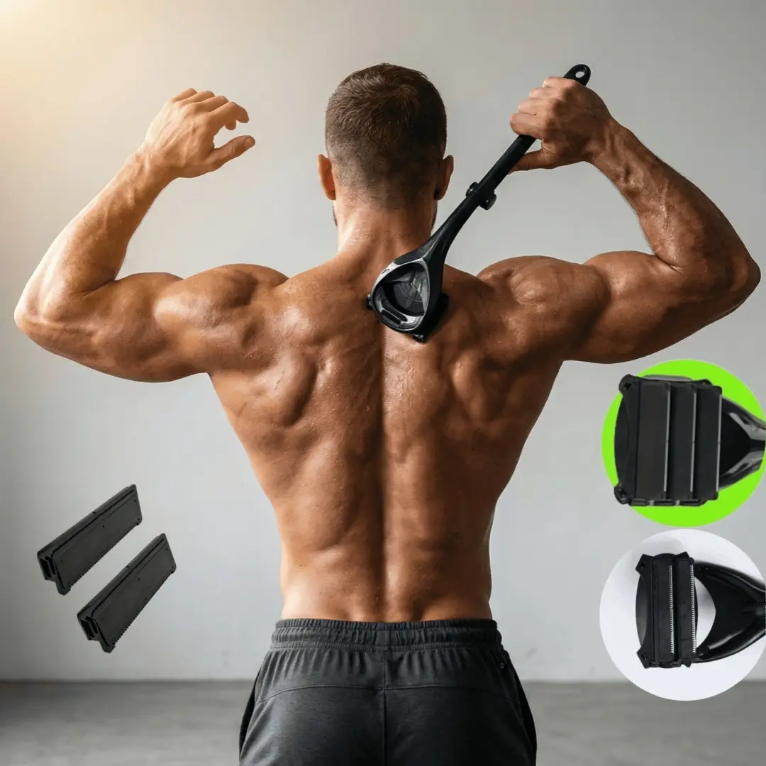 A Set of Back Shavers for Men: The DIY Back Hair Shaver for Men with Safety Blade Technology & Ergonomic Handle, Wet or Dry Shaving, Body Manscaping Trimmer, Body Hair Trimming (Extra Blades Included)