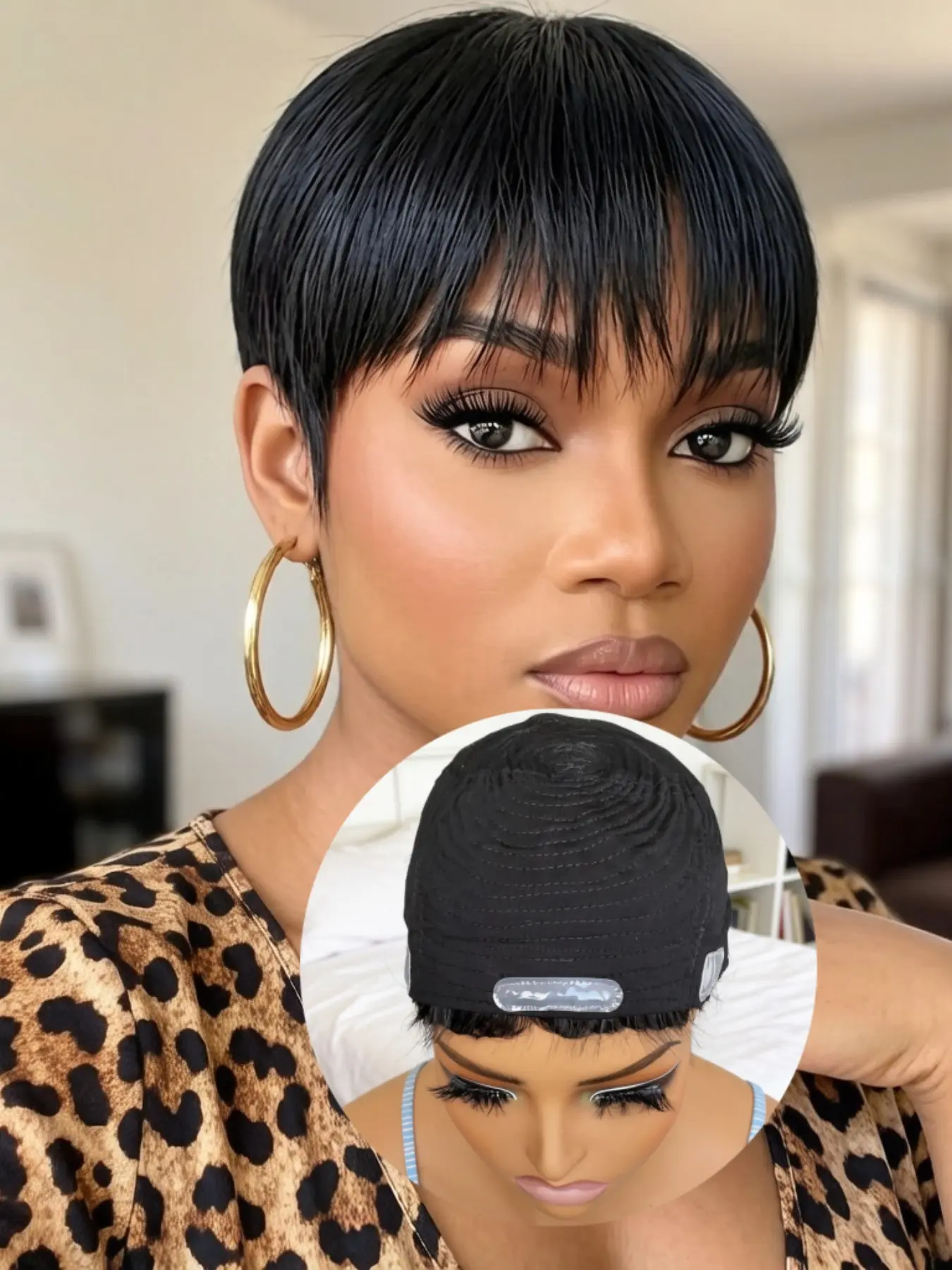 Full Machine Made Human Hair Short Pixie Wig, Breathable Comfort Mesh Cap, Straight Short Wig for Women, Daily Wear, Premium Human Hair