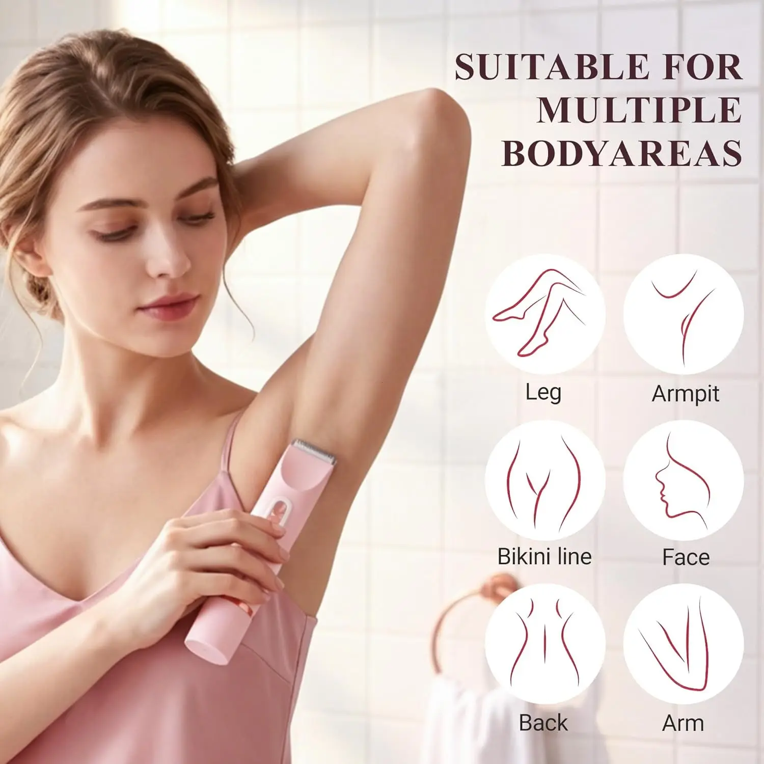 USB Rechargeable Electric Shaver and Epilator, Dual Head Pain-Free Trimmer for Face and Body, Summer Gift for Women, Bikini Repair Tool