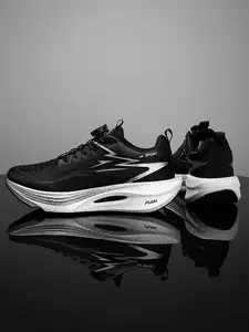 Men's Carbon Board Racing Running Shoes, Breathable Flyknit, Cushioned Sole, Lightweight Gradual Layered Midsole, Outdoor Jogging, Fitness, Commute