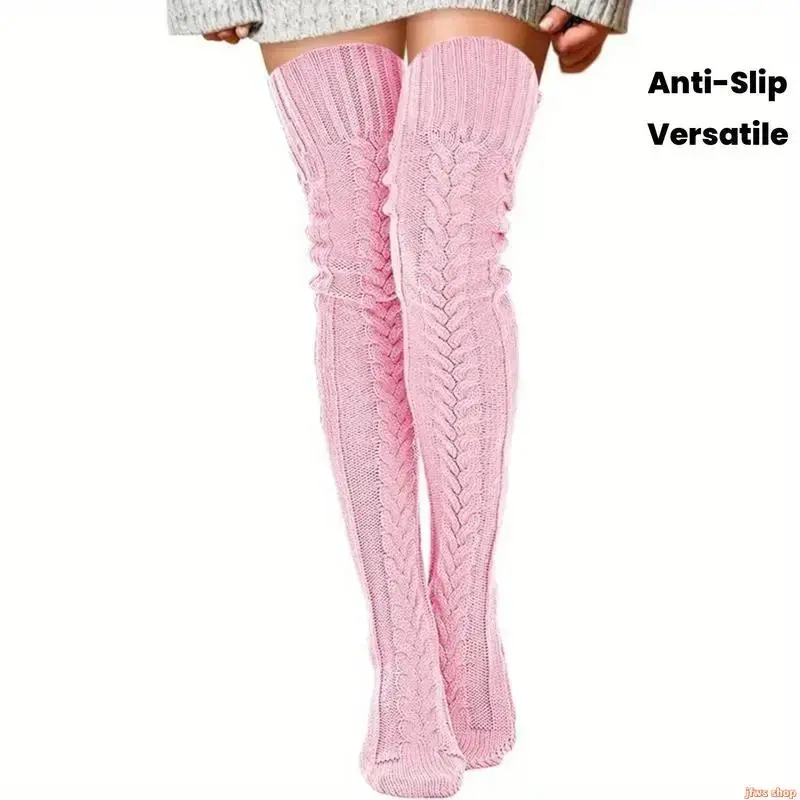 2026 New Extra Long Fleece Thigh High Non Slip Socks for Women Warm Soft Acrylic Ribbed Design Versatile Winter Boot Dress Pants Cold Resistant Daily Wear Cozy Gift US Design