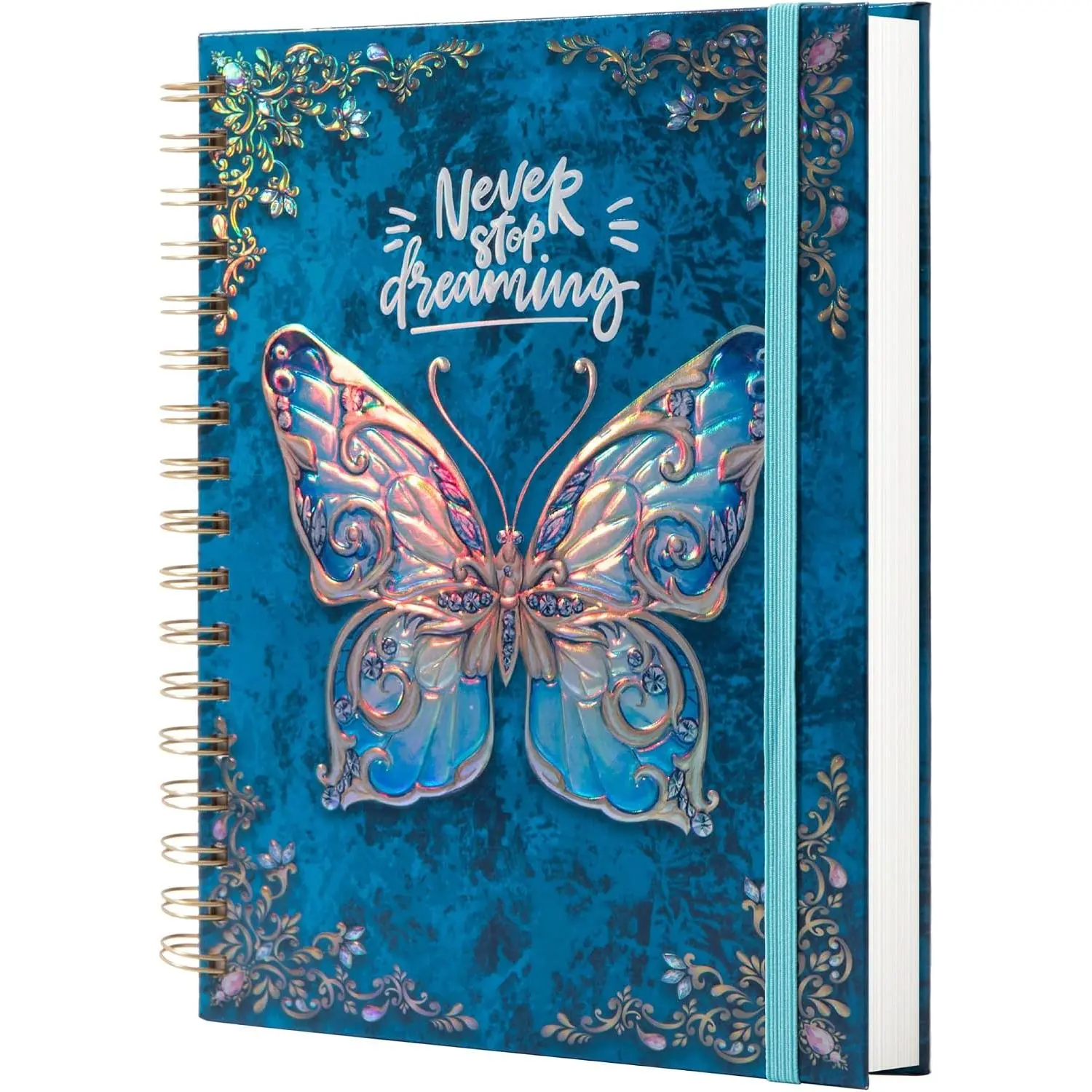 B5 Butterfly Embossed Spiral Notebook, 192 Lined College Ruled Journal | Embossed Butterfly B5 Journal, Lay-Flat Design, Durable Pages Ideal for Long-Term Daily Records 9"x6.9, for School Office