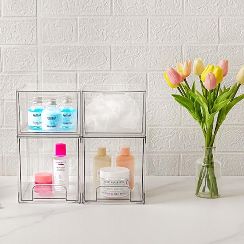 Clear Makeup Storage Box, Dustproof Stackable Makeup Organizer, Multi-layer Cosmetic Storage Box, Home Organizer for Bathroom, Kitchen, Bedroom