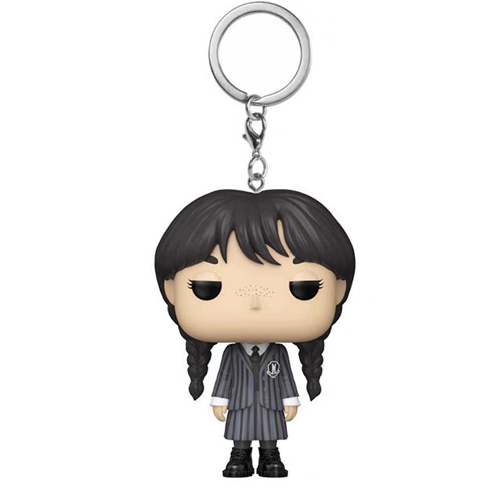 Wednesday Addams Key Chain Action Figure Collection PVC Figure Toys Keyring