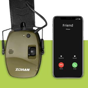 035 Bluetooth 5.4 Shooting Ear Protection Earmuff, Active Noise Canceling, Hearing Protection with Sound Amplification (Green Bluetooth)