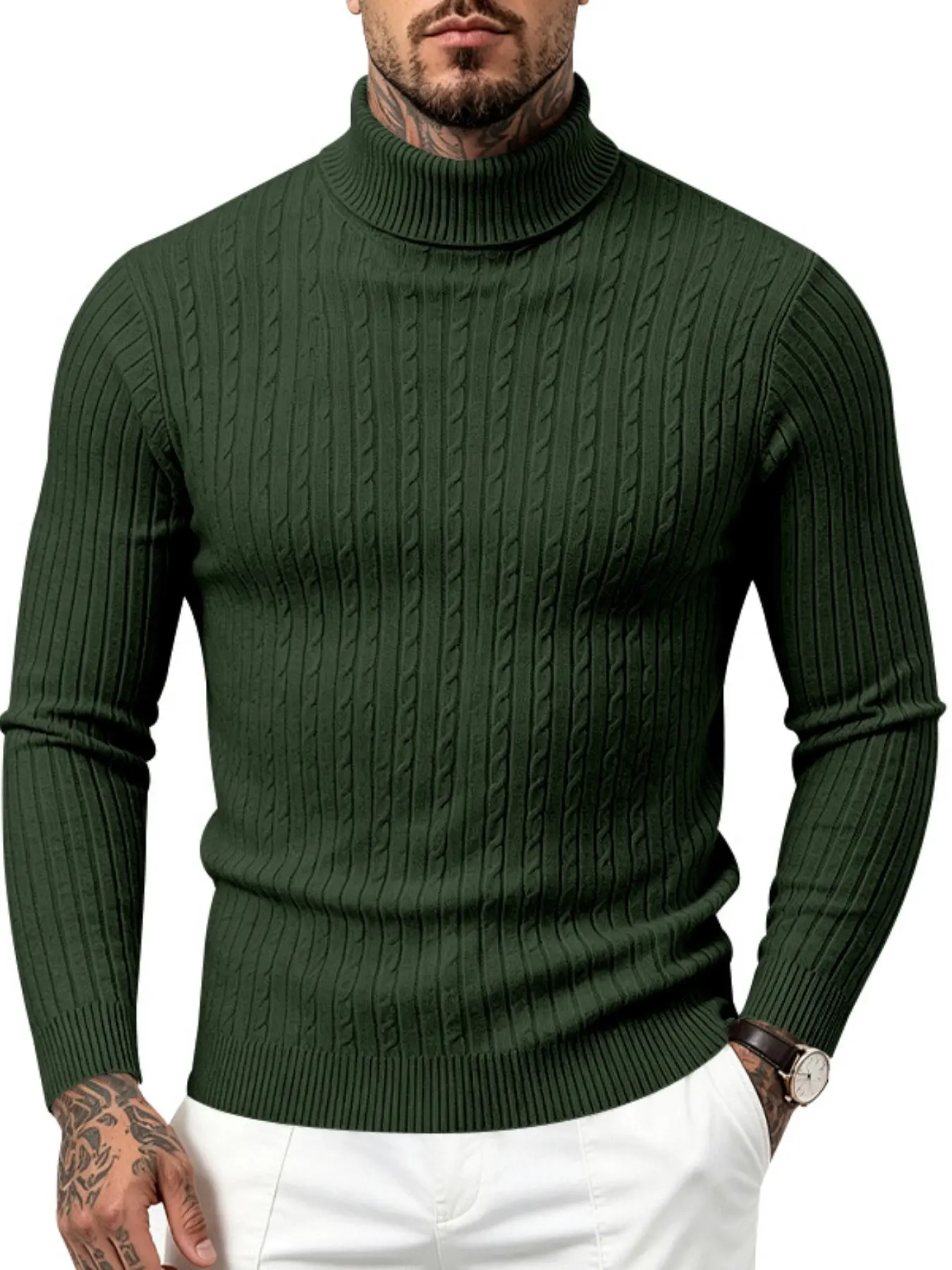 Men's essential high-neck knitted sweater for autumn and winter, a warm and versatile pullover, men's casual undergarment that can be worn both as an inner layer and an outer piece, comfortable and warm, suitable for daily wear
