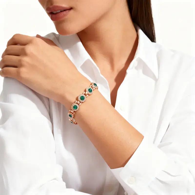Women's magnetic bracelet, 3500 Gauss neodymium magnet, luxurious health jewelry, adjustable length, with safety clasp, set with high-quality multi-faceted crystals, hypoallergenic and durable, Valentine's Day gift
