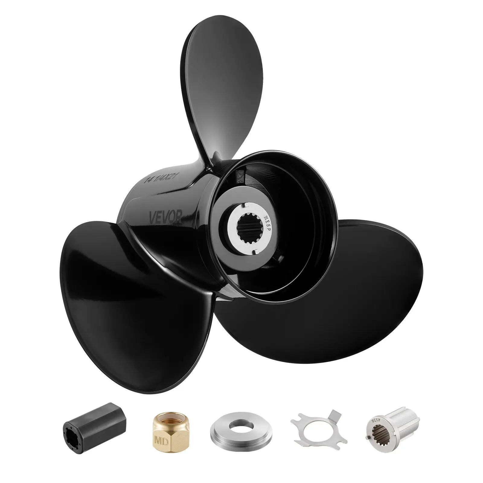 VEVOR Aluminum Outboard Propeller - OEM Upgrade, 15 Spline Tooth, RH Rotation, 3-Blade, Fits Mercury/Mariner 90-400 HP Engines, 4-3/4" Gearcase, OEM No. 48-832832A45
