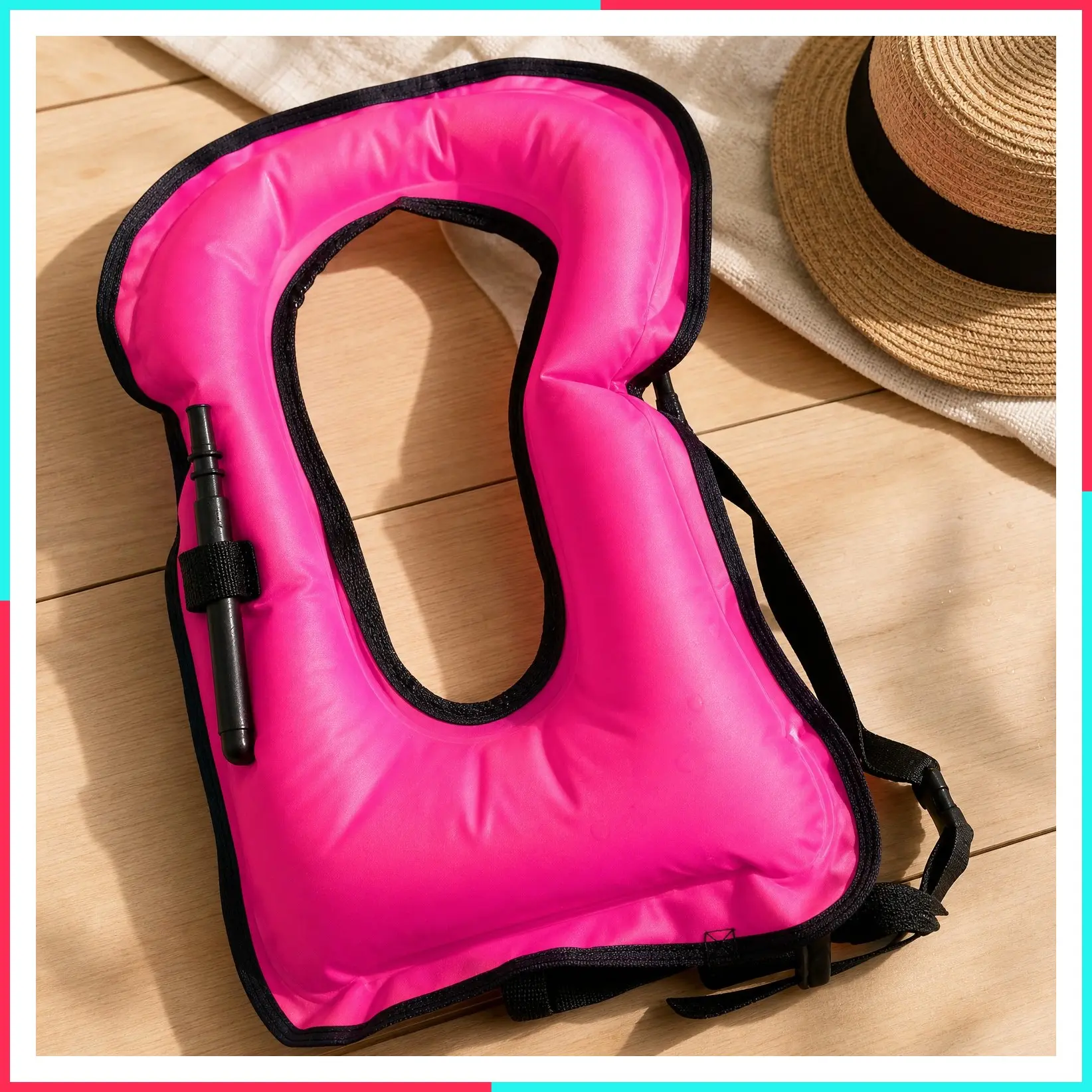 Adult Inflatable Snorkel Vest - Portable Buoyancy Jacket for Snorkeling, Swimming, Kayaking, Boating, Safety Up to 220 lbs