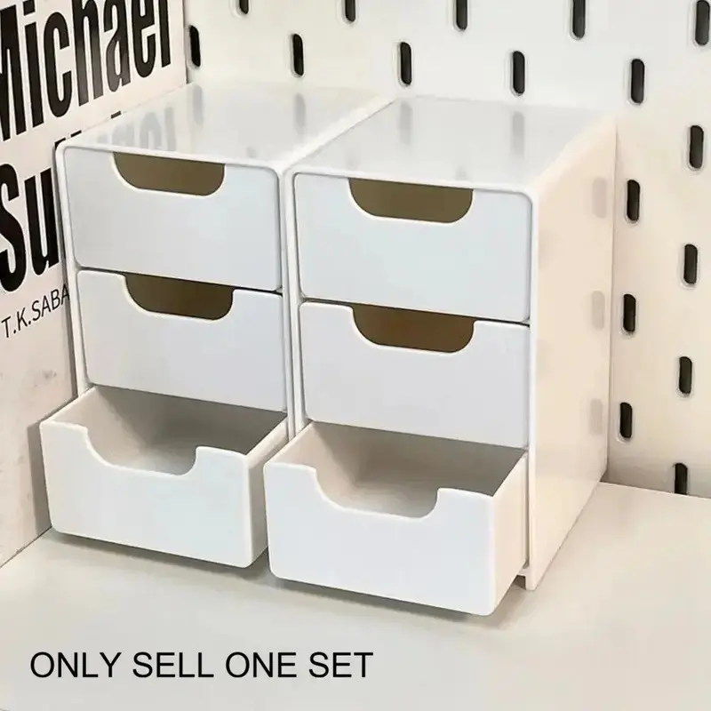 3-Grid Storage Box Organizer, Compartment Box, Dustproof Stackable Desktop Container with Drawers, Large Capacity Cosmetic Organizer Rack, Drawer Organizers Set, Dustproof Organizer Boxes, Cosmetic Organiser