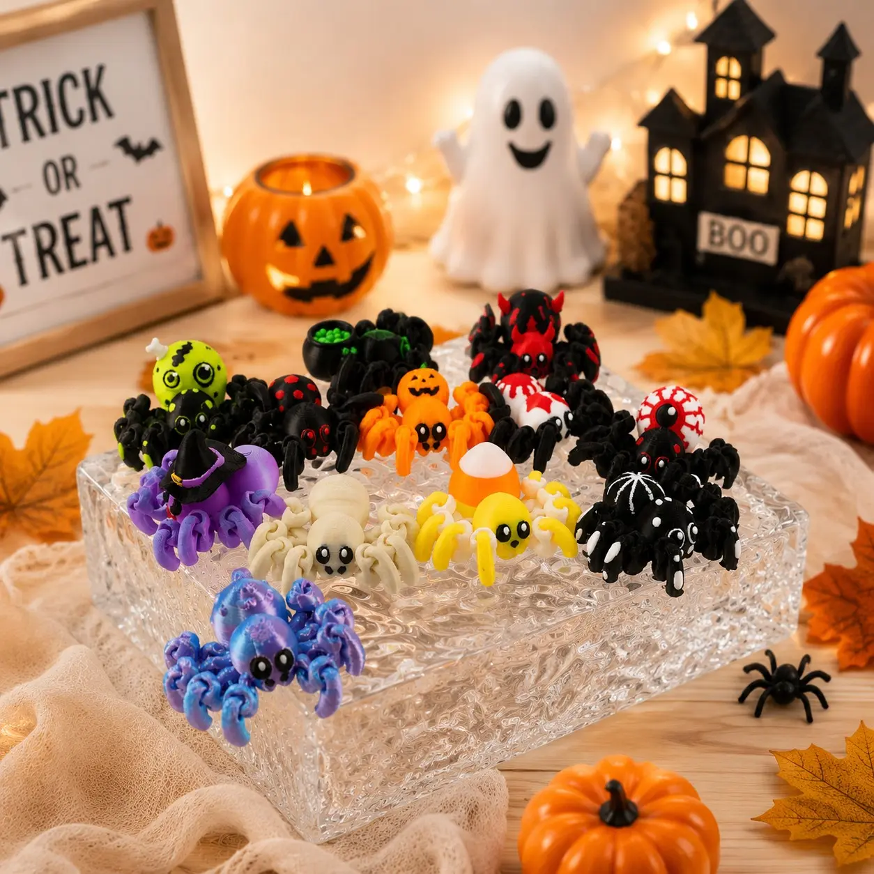 3D Printed Spider Toy with Hinged Legs and Tail Decoration, Desk Accessory, Small 3D Animal, Pocket Size, Easter and Halloween Gift