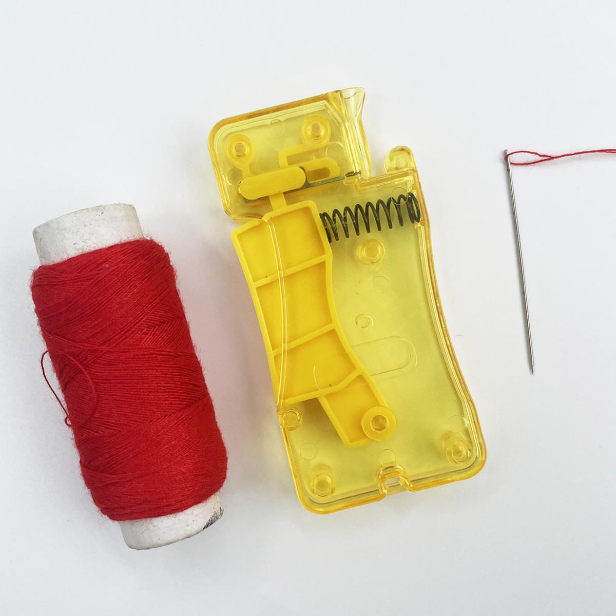 Yellow Automatic Needle Threader for Hand Sewing, Simple Threading Tool for Older Adults and Housewives