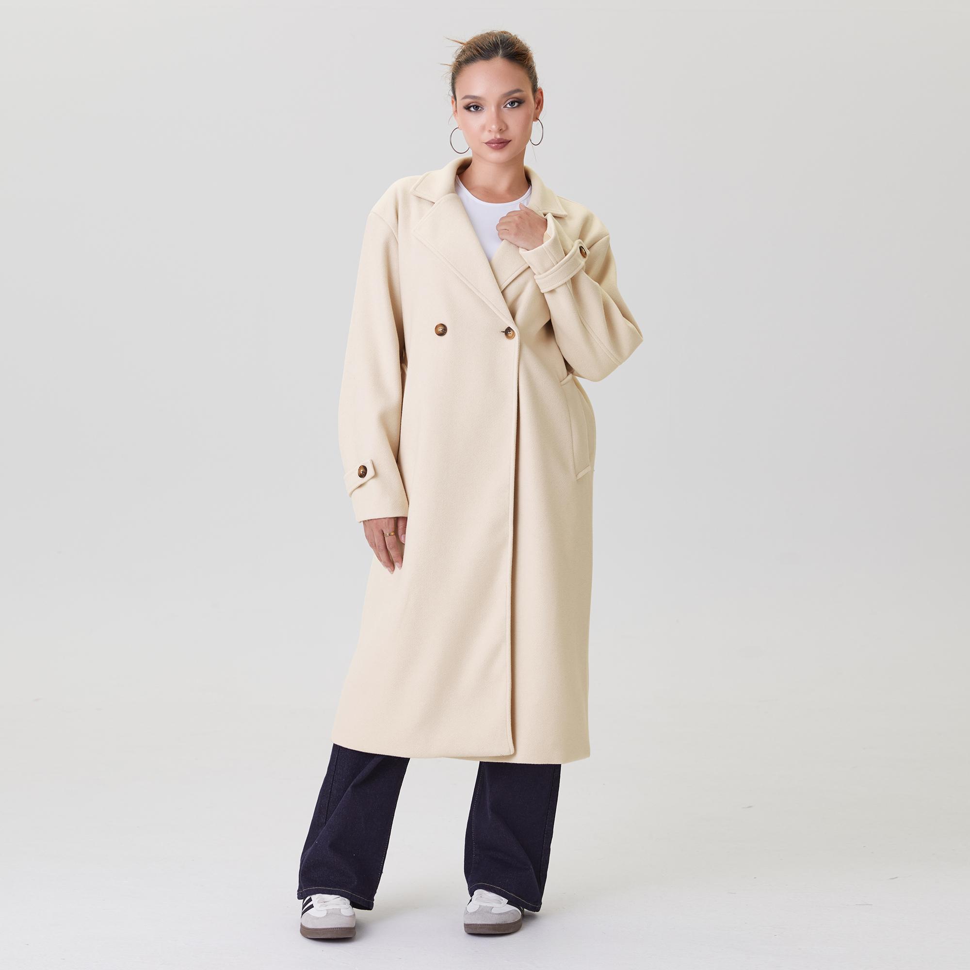 KatchMe Women's Elegant Double-Breasted Notch Lapel Long Sleeve Thermal Outerwear, Cozy Jacket Outfit for Fall & Winter, Versatile Long Coat KatchMe Women's Elegant Double-Breasted Notch Lapel Long Sleeve Thermal Outerwear, Cozy Jacket Outfit for Fall & Winter, Versatile Long Coat