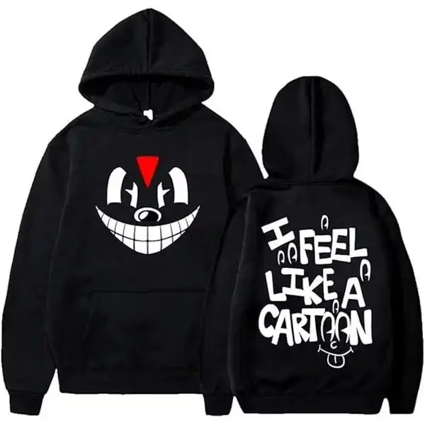 Men's Novelty Cartoon Print Hoodie - Unisex Funny Long-Sleeve Hooded Pullover, Casual Street Chic Top, Party Gift for Halloween or Birthday, Retro, Dacron Fabric