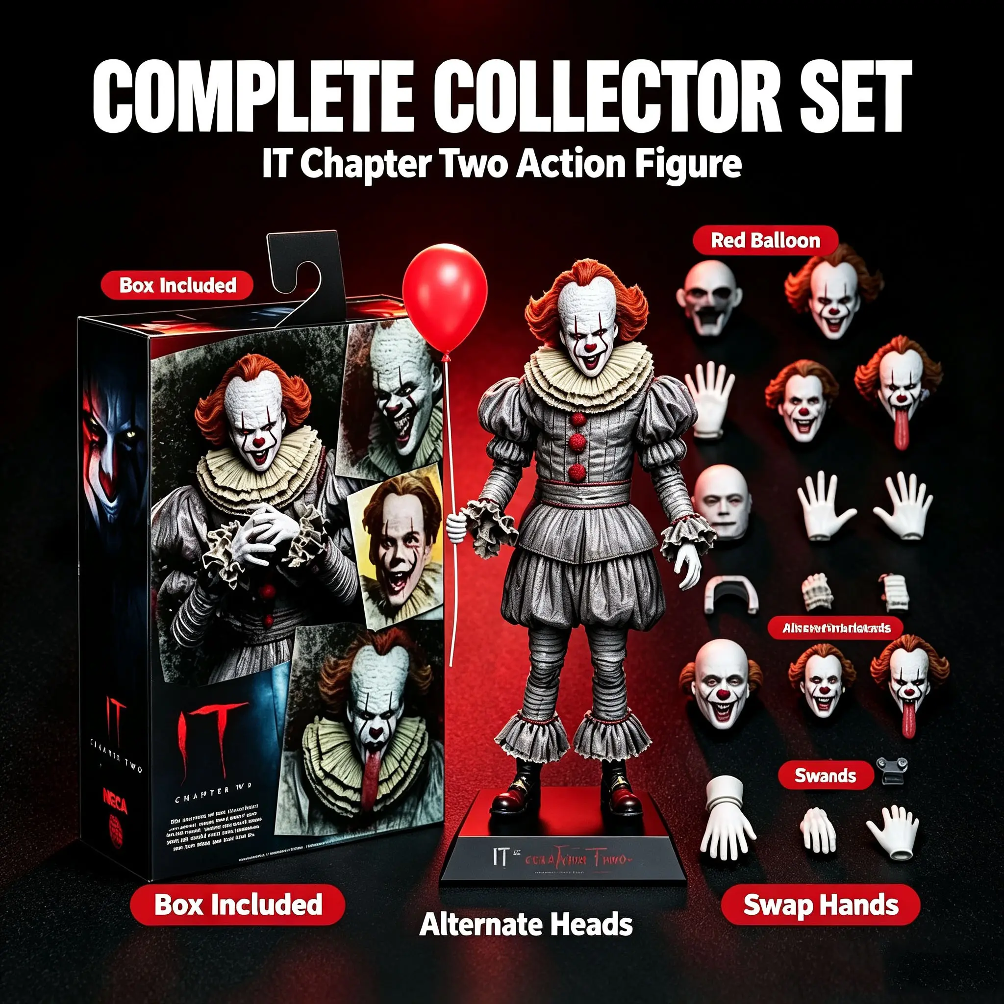 8-Inch Neca It 2017 Final Chapter Dancing Clown Figure, Halloween Gift, Party Decoration, Collectible Model, Horror Movie Merchandise