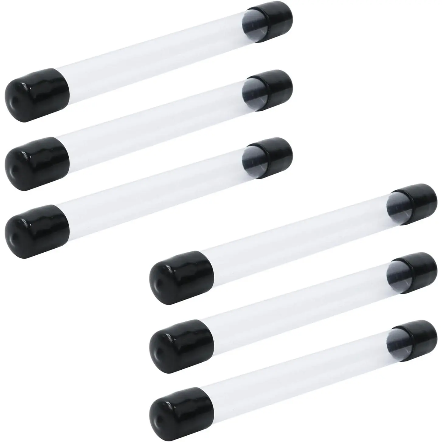 6 count Clear Round Plastic Portable Storage Tubes with Black  0.79" ID | Easy to View Stored Items, Multi-Purpose Storage Tubes for Beads, Pins, Buttons, Empty Tubing