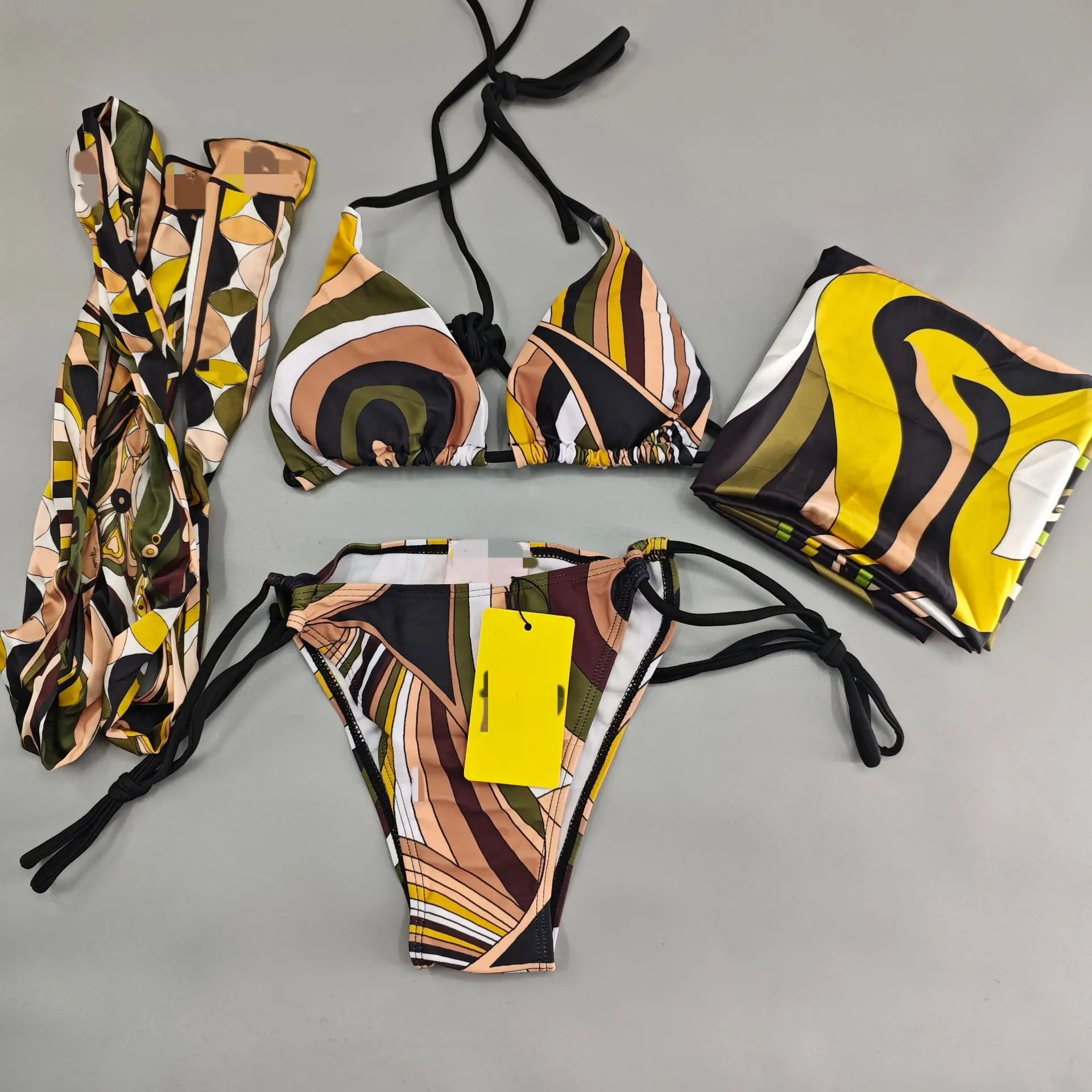 Soft Floral 3-Piece Bikini for Women Summer Beach Pool Hot Spring
