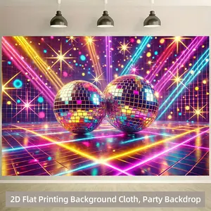 1 piece of 2D background fabric, polyester banner with shining lights for the dance hall, durable fabric, no electricity required, easy hanging design