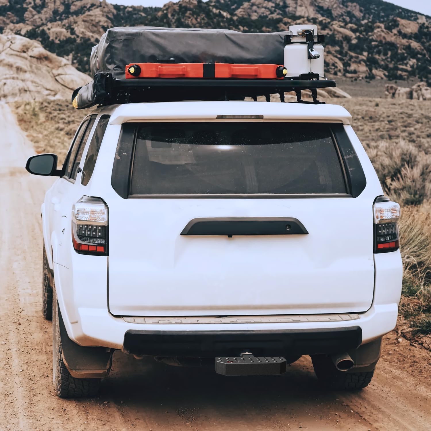 Hitch Step with 2" Hitch Receiver Rear Bumper Guard Protector 11.9 Inch with 5/8" Hitch Pin Clip Upgraded Textured Black Anti Slip Hitch Step Bar for Pickup Truck Car SUV