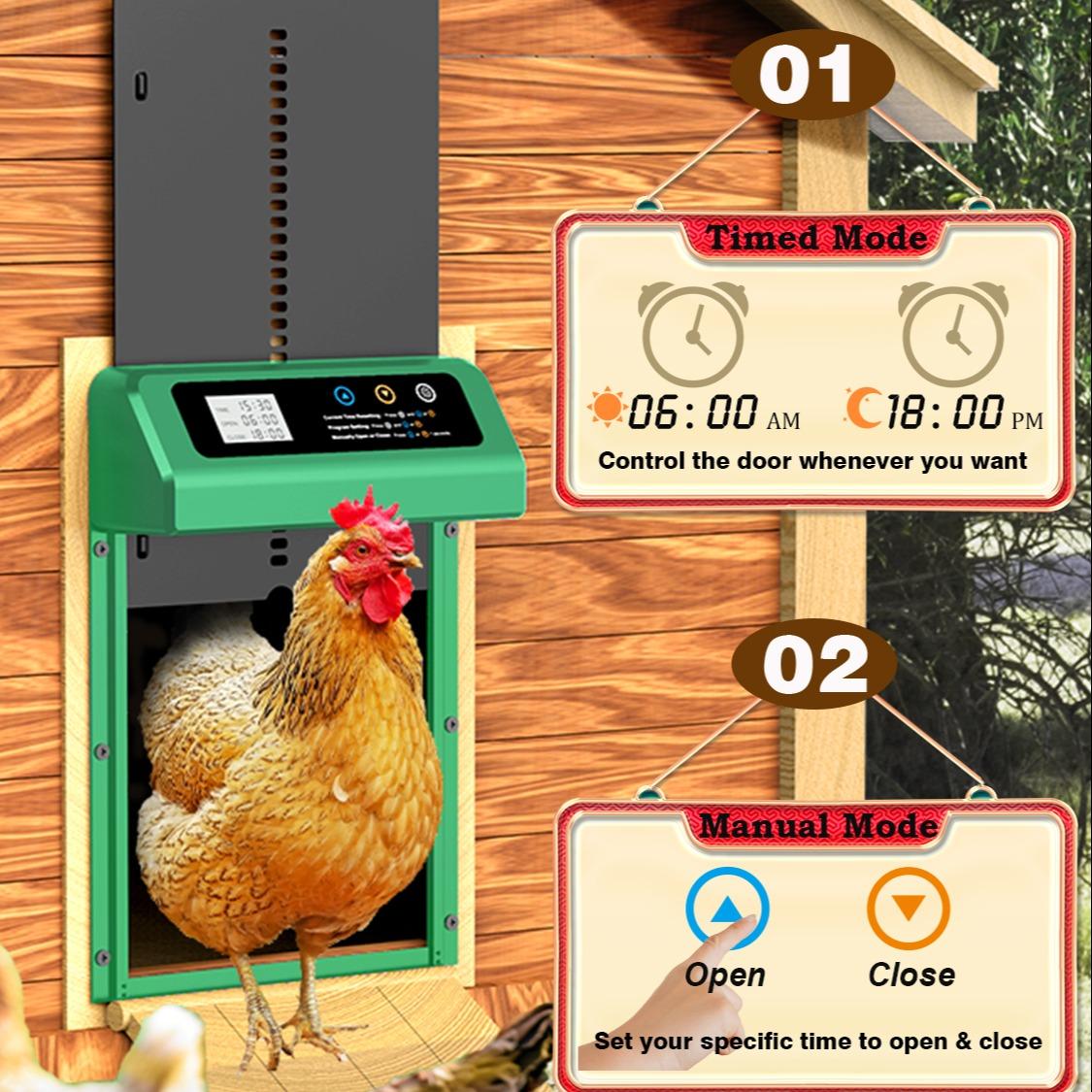 Automatic Sensing Chicken Coop Door, Anti Pinch Design, Timer & Light Control, Easy Installation, Ideal for Farming & Pet Care