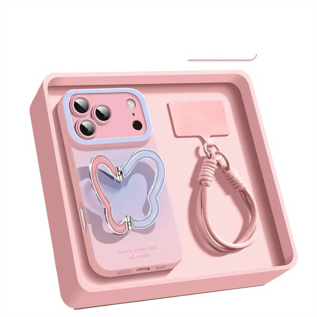 Women's Fashion Personalized Silicone Smartphone Case - Anti-Drop, Shockproof, with Bow Bracelet Stand - for iPhone 18 Pro Max,17 Pro,16 Plus,15/14/13/12 - Handheld Devices Protection Accessories