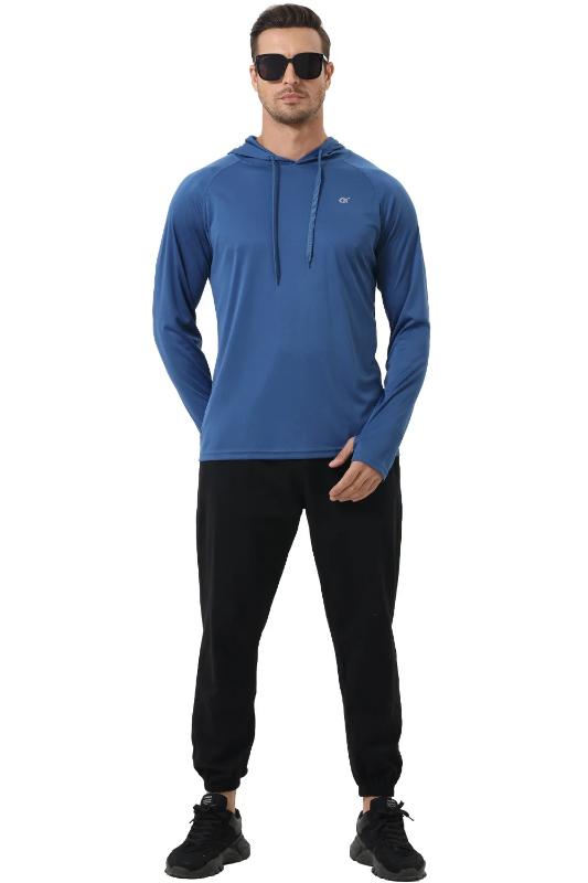 Kyn Apparel Summer Men's Long Sleeve UPF 50+ Hoodie Shirts, Rash Guard Quick Dry Lightweight T-shirt for Outdoor Jogger Sport Pullover