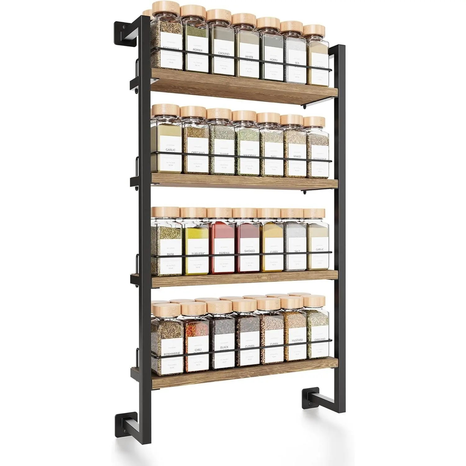 Compact Wall-Mount Hangable Spice Rack Organizer for Kitchen - Easy to Install Modern Storage Holder, Holds Jars (Up to 56) for Kitchen Organization