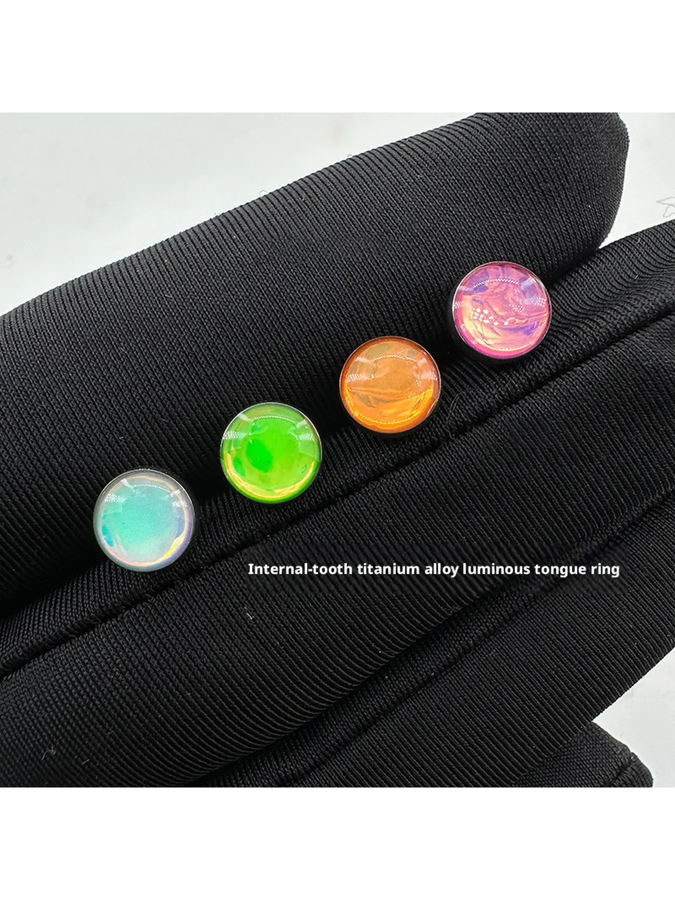 Titanium Alloy Internally Threaded Piercing Replacement Tops, 1.2mm & 0.9mm Thread Glow in the Dark Resin Coated Round Ball Barbell Ends, Hypoallergenic Luminous Body Jewelry for Tongue Ring Ear Stud Labret Lip Ring, Piercing Accessories for Daily Club Pa
