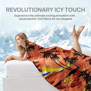 Tropical Sunset Summer Cooling Blanket Is A Stylish Bedroom Sofa Cover. The Striking Palm Print Easily Elevates the Room'S Ambiance, and the Soft, Lightweight Fabric Is Perfect for Those Who Are Sensitive to Heat.