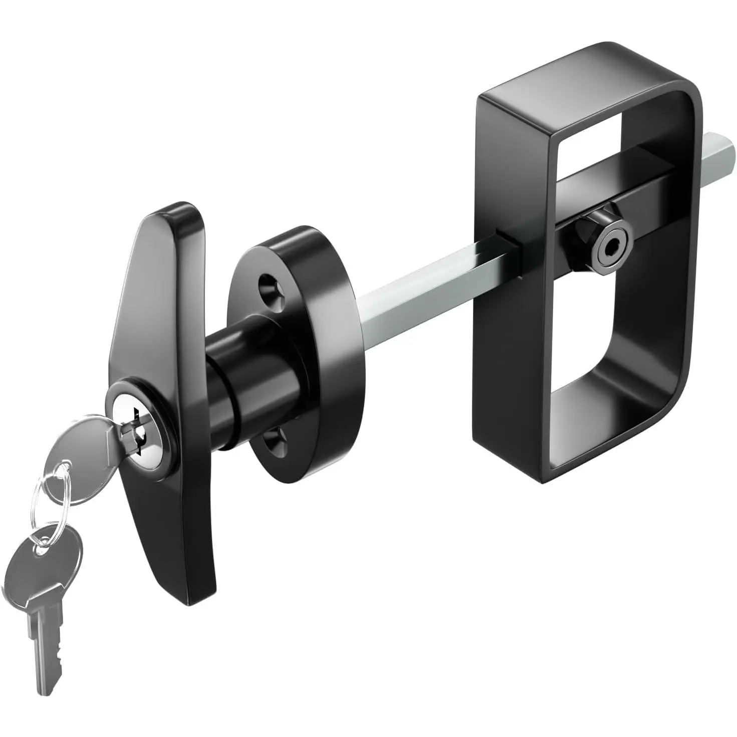 Shed Door Latch,2 Keys,Shed Door T Handle Lock,5-1/2" Steam,Storage Barn Shed Door Hardware Lock Set for Playhouses, Chicken Coops,Camper,Black
