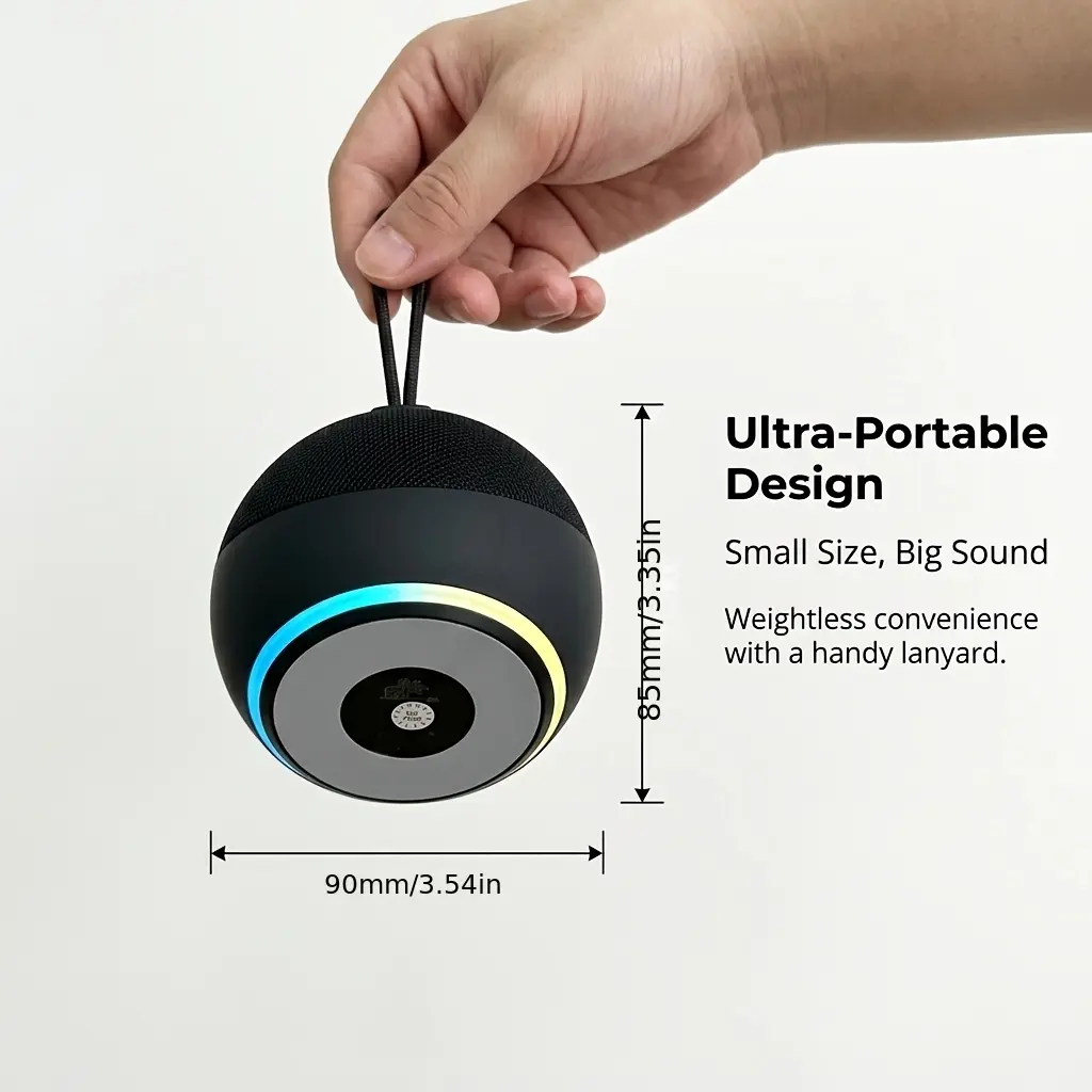 Spherical 5Th Gen Football-Style Alexa Dot Smart Speaker with RGB Lighting, Wireless Subwoofer, TWS Pairing And Portable Base