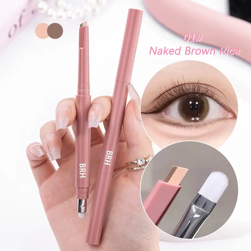 Double-ended eye shadow highlighter - pink brown glitter liquid eyeliner for beginners, smooth makeup tool to precisely eliminate eye bags and big eyes, makeup for beginners, smooth application, long-lasting eyelash gel, eyeliner, shadow highlighter