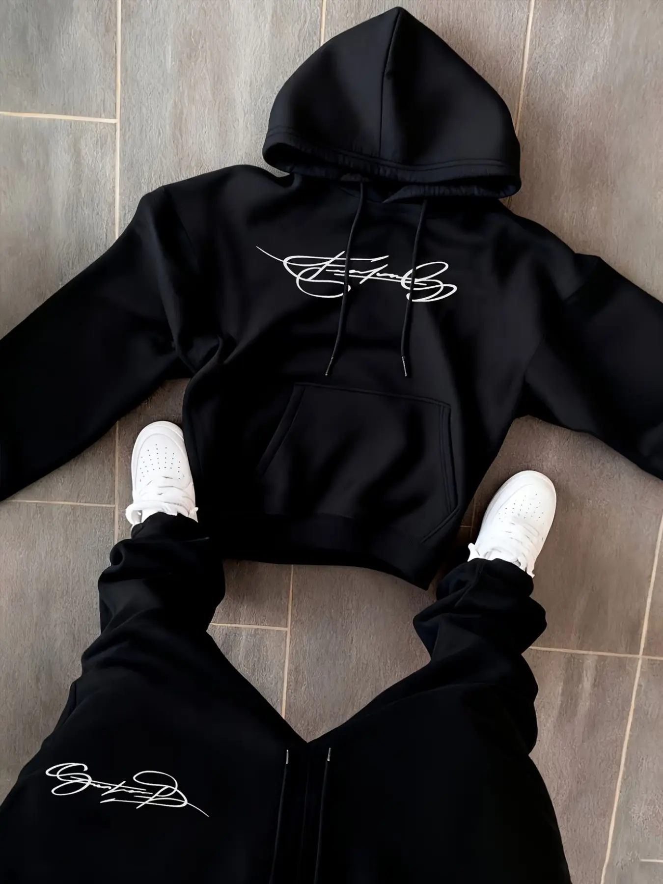 Men's Fashion Hooded Sweatshirt Pullover, Creative Handwritten Letter Print, Comfortable Street Style, Loose Fit, Fall Winter Essential
