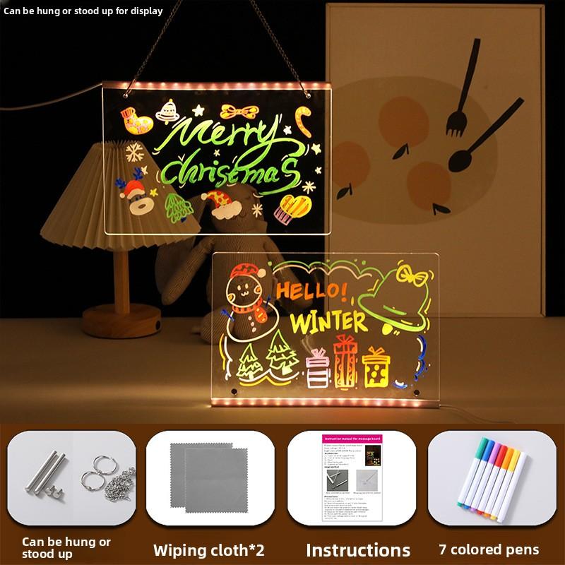 Luminous Drawing Board Graffiti Message Board Fluorescent Board Stall Advertisement Display Board Christmas Children Toy