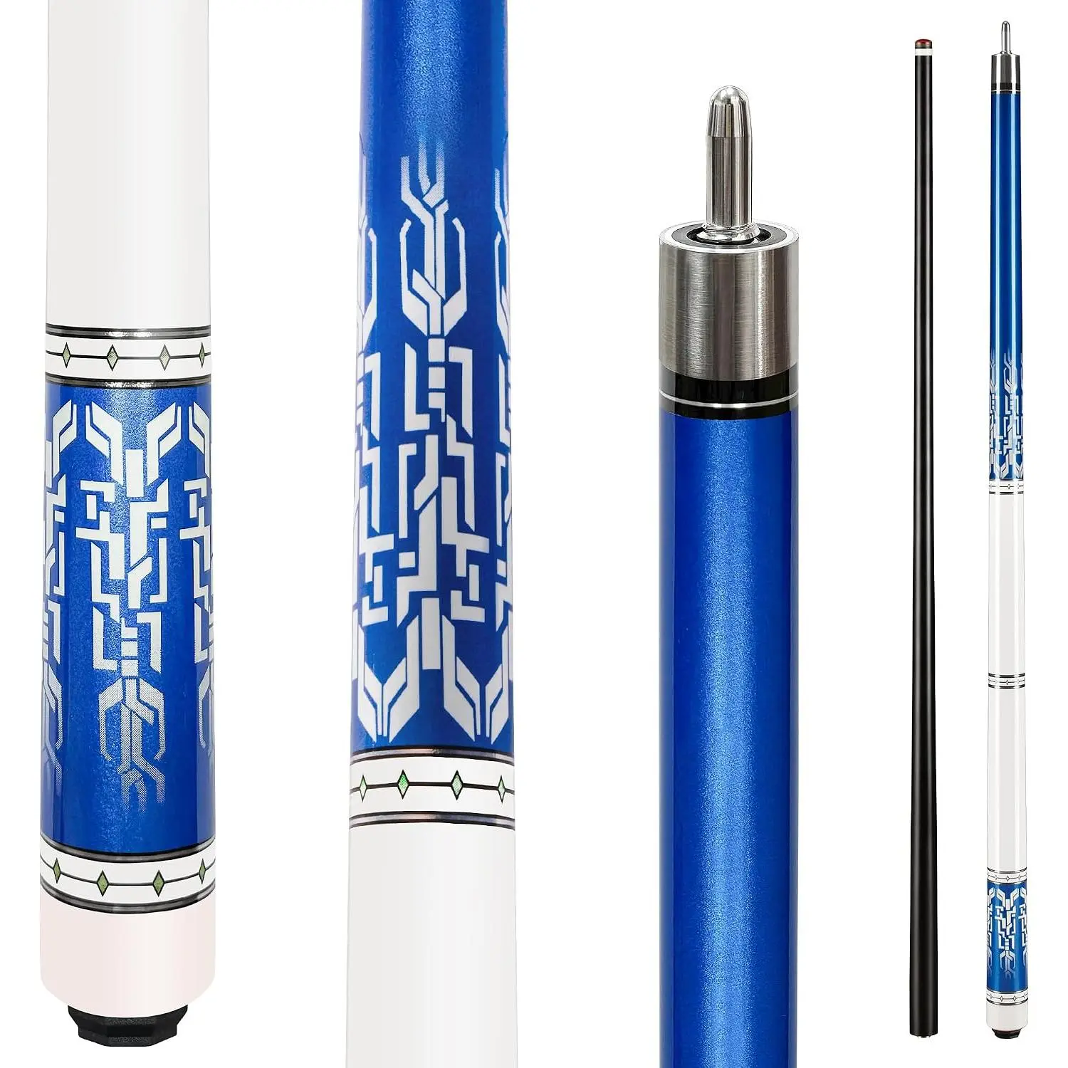 Fiberglass Pool Cue 58" Professional Pool Stick 12.7mm 4-Layer Tip Low Deflection Cue Stick, 3 * 8/8Joint Pin, Ultra-Smooth, Billiard Cue Sticks