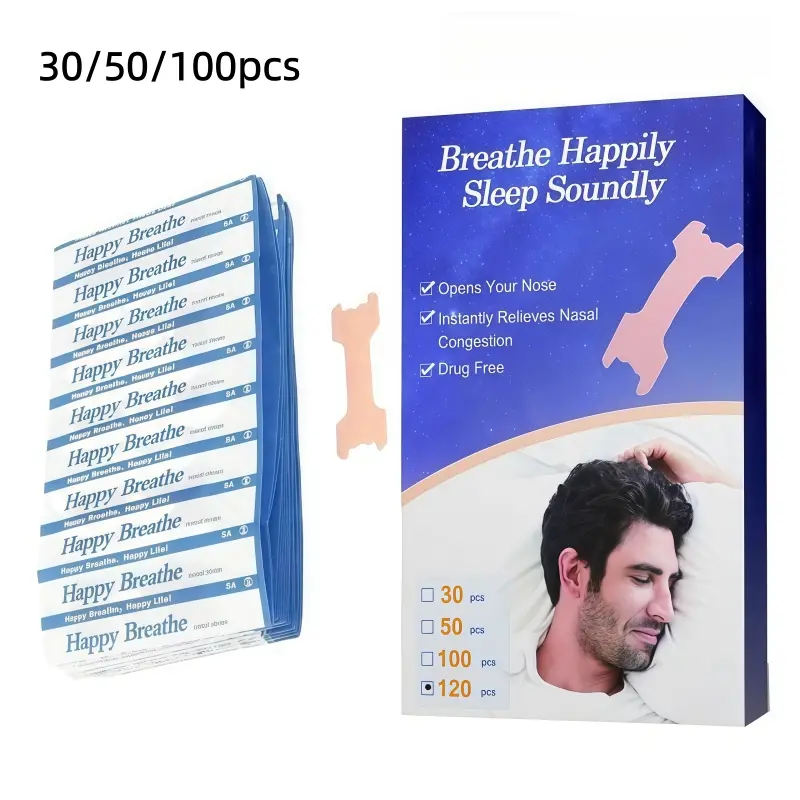 30/50/100pcs Snore Stickers, Nose Strips for Breathing, Breathing Nose Patches, Physical Expansion, Nasal Ventilation Aid, Unisex, Non-Flammable, No Ca Prop 65 Warning