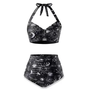 Holipick Women High Waisted Bikini Set Two Piece Tummy Control Swimsuit Halter Top with Bottom Bathing Suit Plus Size Swimsuit for Women Vintage Swimwear Ruffle Swimsuits  SwimWeek  summervibes