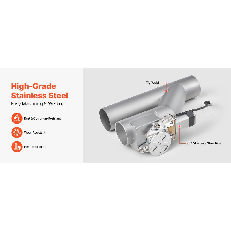 VEVOR Electric Exhaust Cutout, 2.5 Inch 2PCS Universal Stainless Steel Exhaust Valve Kit with One Controller Remote Kit, Cut Out Valve, Y Pipe, Remote Control, Fits Trucks, Sedans, Sports Cars, SUVs VEVOR Electric Exhaust Cutout, 2.5 Inch 2PCS Universal Stainless Steel Exhaust Valve Kit with One Controller Remote Kit, Cut Out Valve, Y Pipe, Remote Control, Fits Trucks, Sedans, Sports Cars, SUVs