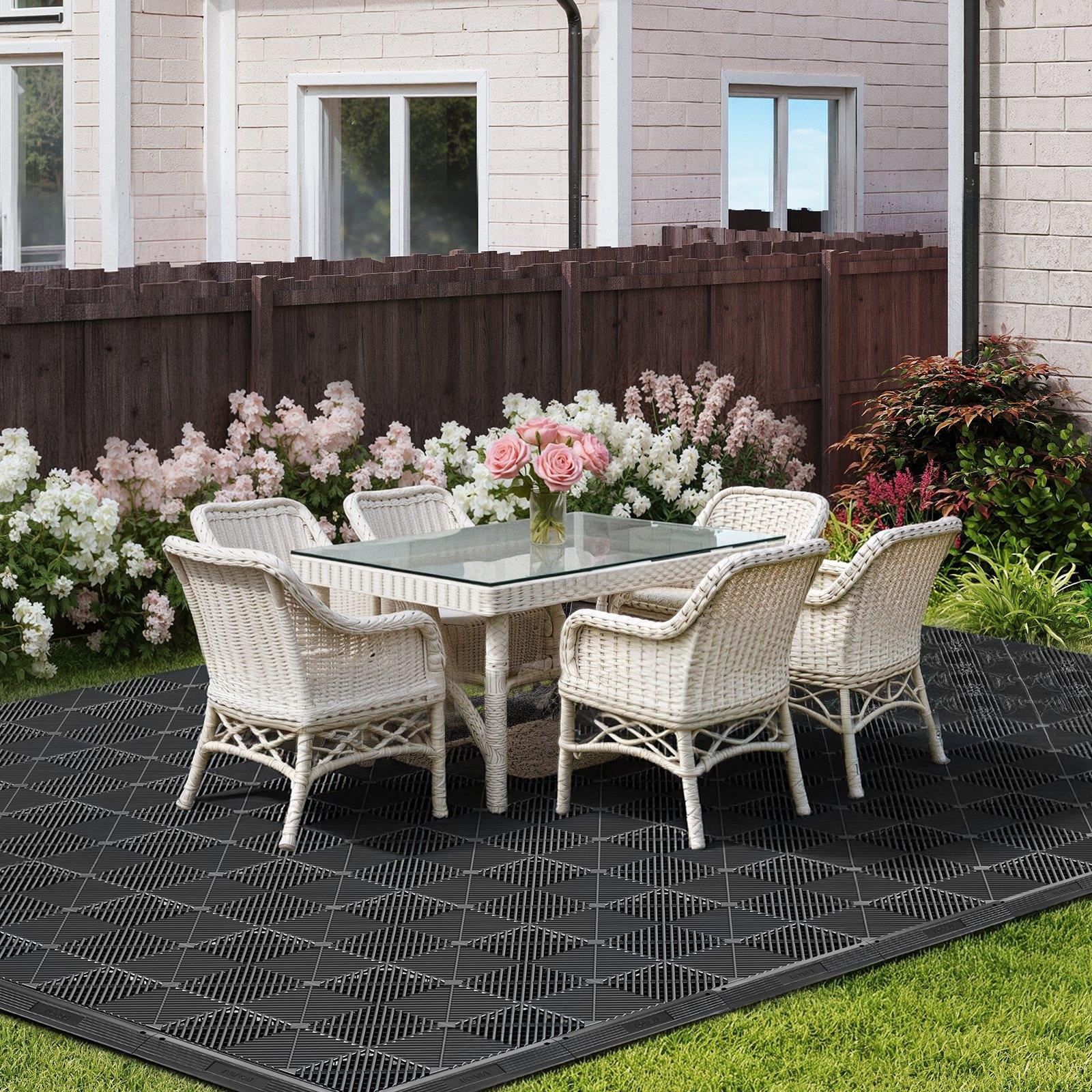 VEVOR Transition Edge Kit, 11-Piece, Durable Straight Garage Floor Edging, PP Material, Easy Installation, Edge Protection for Wet Area Restaurant Pool, Only Compatible with VEVOR Drainage Mats, Blac