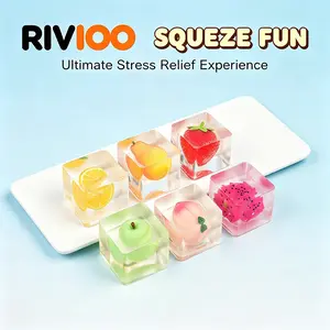 RIVIOO Cute ice cubes, big fruits, pinching music, children's stress reduction toys, creative vent artifact, slow rebound decompression